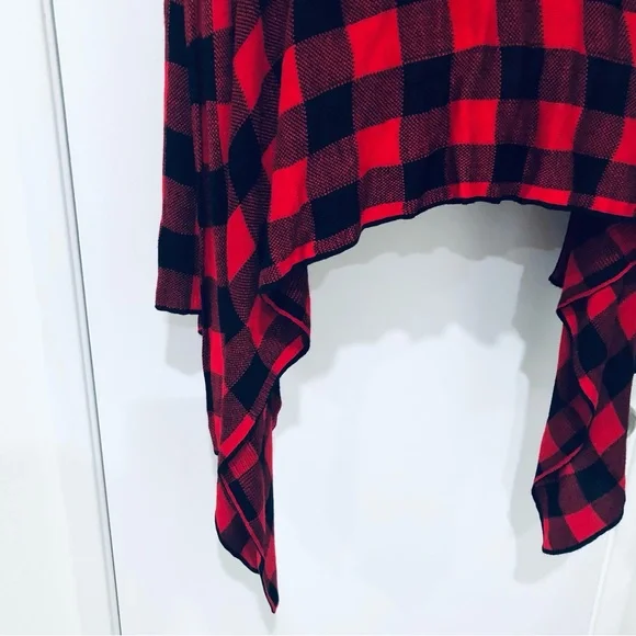 MUDD RAYON PLAID WATERFALL  COLLAR TOP.SIZE XS - Picture 6 of 7